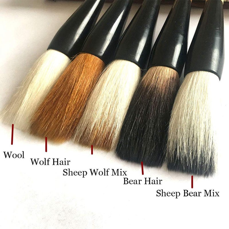 Hbasyp Chinese Traditional Calligraphy Brush/Chinese Calligraphy Watercolor Sumi Drawing Brush-Large brush (5-Count) - Image 3